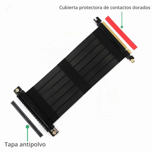 Vista 2 de PCI-E Cable de extensión pci Cable de extensión 16x pcie Riser (pcie Extender 90 grados 7.9 in)pcie Riser Cable