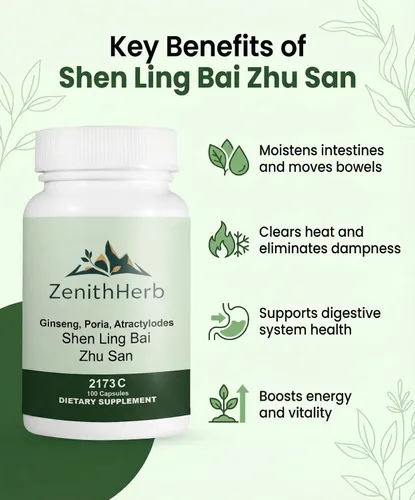 Vista 2 de Shen Ling Bai Zhu San/Ginseng Poria Atractylodes, suplemento tradicional de hierbas chinas, 100 cápsulas/botella, 2 botellas