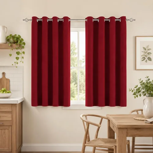 Vista 16 de Aquazolax Cortinas opacas de 45 pulgadas de largo, juego de 2 paneles para guardería, cortinas de tratamiento de ventanas con aislamiento térmico