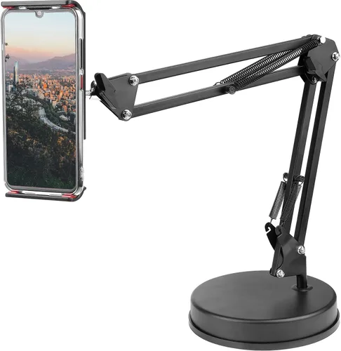 Vista 7 de Chromlives Soporte de teléfono superior - Soporte de brazo articulado con base, soporte ajustable para teléfono y tableta 360 grados