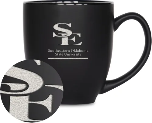 Vista 185 de Rico Industries - Taza de cerámica mate negra con grabado láser estándar de 15oz para NCAA (escuelas T & U) - Para bebidas calientes o frías