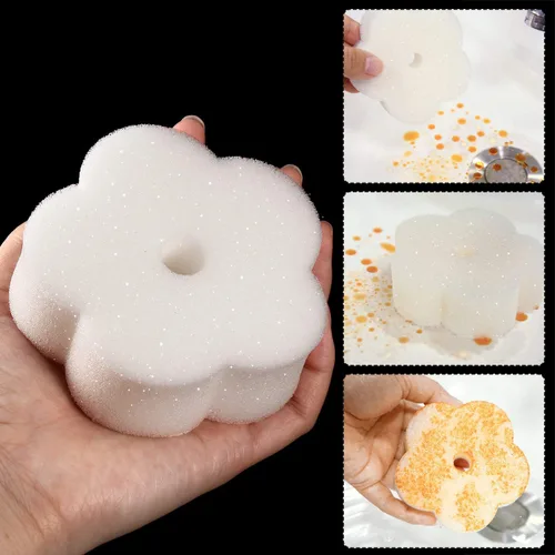 Vista 3 de Boao 16 esponjas absorbentes de aceite para bañera de hidromasaje, piscina y spa (flor, blanco cremoso)