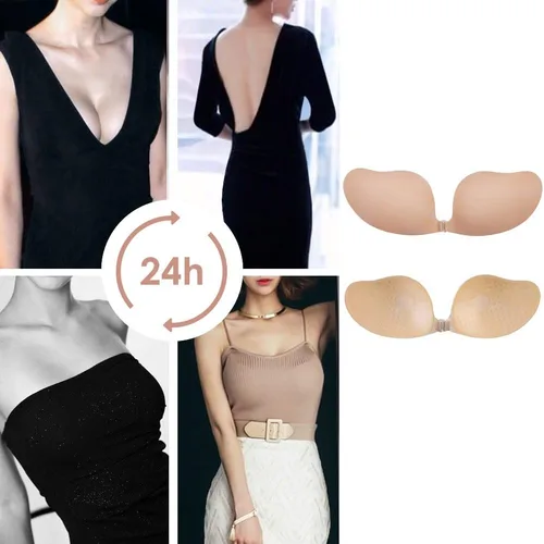Vista 5 de JUST BEHAVIOR Brasier con realce de espalda descubierta, sin tirantes, reutilizable, invisible, adhesivo de elevación profunda, para mujer
