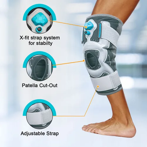 Vista 8 de Rodillera inflable con bomba integrada; rodillera de compresión – Soporte reutilizable con bomba de aire – para alivio del dolor de rodilla