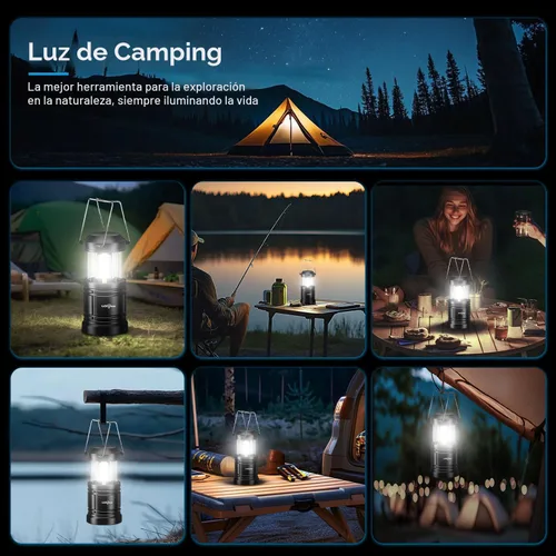 Vista 7 de Linterna de camping LED de ILEEDear, luces operadas por batería, brillo ajustable para camping, emergencias, cortes de energía, linternas plegables