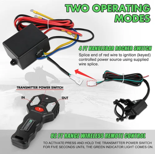 Vista 4 de Cabrestante eléctrico ATV UTV de 3500 libras, cabrestante eléctrico impermeable de 12 V, cabrestante eléctrico con control remoto con cable
