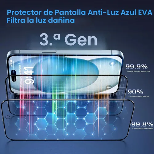 Vista 2 de Uyiton - Protector de pantalla anti-luz azul para iPhone 15