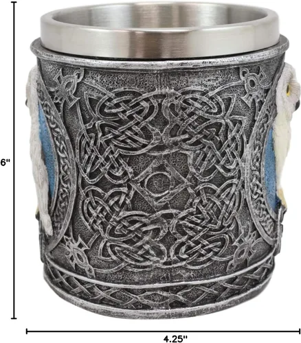 Vista 5 de Ebros Dazed Blancanieves Búho Blanco Nieve - Vajilla adorable de Tundra ártica con tatuaje tribal celta nudos y piedras preciosas rojas