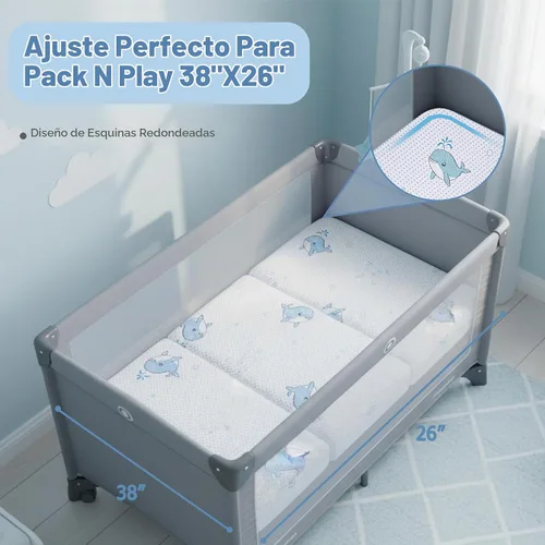 Vista 4 de Pack and Play - Colchón de espuma viscoelástica de doble cara de 38 x 26 pulgadas blanco 2