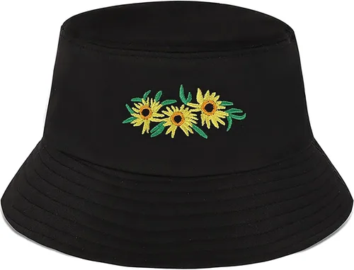 Vista 17 de XYIYI - Sombrero de pescador de algodón con bordado de moda, sombrero de cubo de playa para mujeres y niñas