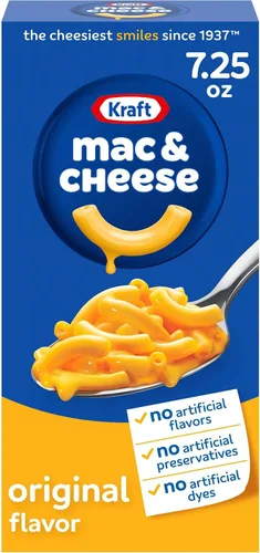 Vista 13 de Macarrones y queso Sabor Original de Kraft (1 caja de 7.25 oz) Para cenas o cenas fáciles, sin sabores artificiales, sin conservantes
