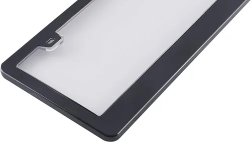 Vista 4 de Juego de 2 cubiertas para matrículas de automóvil, con diseño de burbuja, para placas estándar de EE. UU., cubierta irrompible con marco, funda Negro