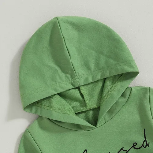 Vista 5 de Ropa para bebés y niñas pequeñas con estampado de letras 12, 18M, 2, 3, 4, 5T, trajes de otoño e invierno, suéter de manga larga con capucha