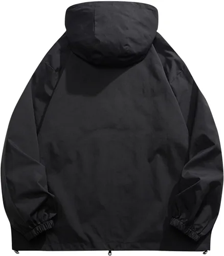 Vista 2 de RTRDE Chaqueta impermeable ligera con capucha para hombre, chaqueta cortavientos ligera, M-5XL
