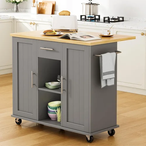 Vista 14 de Shintenchi - Carrito de isla de cocina con almacenamiento, mesa rodante Negro-22 pulgadas