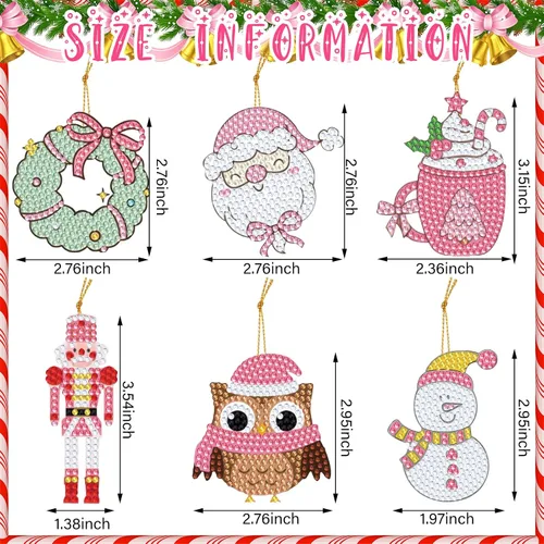 Vista 2 de Hungdao Kits de Arte de Diamante de Navidad de 64 Piezas Adornos de Arte de Diamante Kits de Arte de Diamante de Navidad para Adultos Papá Noel