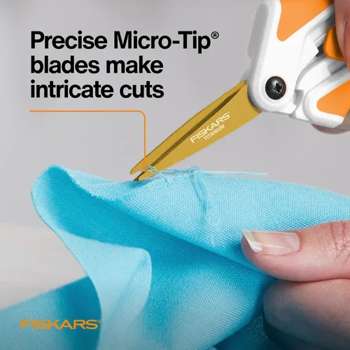 Vista 5 de Fiskars tijera Easy Action de 8 pulgadas, color blanco y naranja