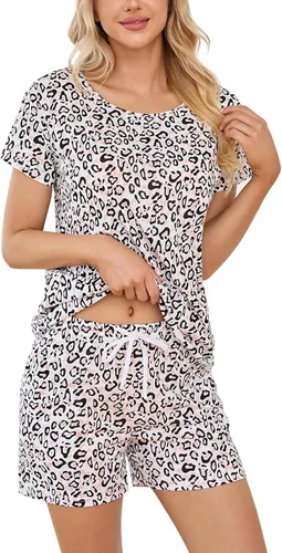 Vista 6 de ENJOYNIGHT - Conjunto de pantalones cortos de pijama para mujer, pijamas de algodón para verano, ropa de dormir con bolsillos Negro