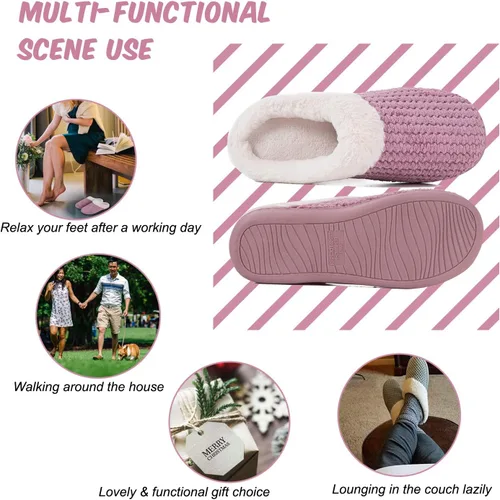 Vista 8 de WateLves Women's Slippers Comfort Memory Foam House Slippers Plush Lining Bedroom Shoes for Indoor & Outdoor Polvo de frijoles