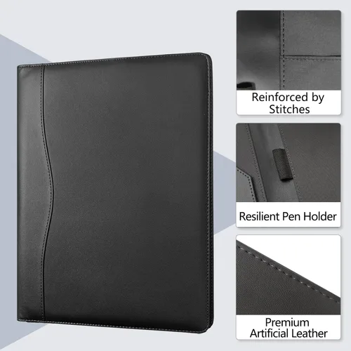 Vista 4 de Padfolio Organizador de Portafolio Soporte para Bloc Legal Carpeta Padfolio Portafolio de Cuero Almacenamiento Portapapeles Bloc de Notas