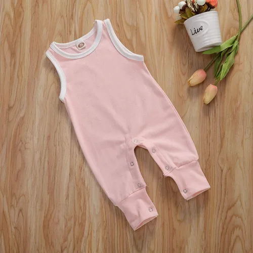 Vista 21 de Mameluco básico de una pieza de color sólido para bebés y niñas