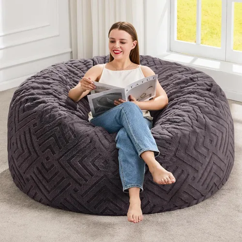 Vista 26 de Hobestluk Sillas Puf para Adultos, Silla Puf con Relleno, Sillas Puf Grandes con Funda Esponjosa en Relieve, Sillas Puf Gigantes para Adultos