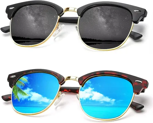 Vista 52 de KALIYADI - Gafas de sol polarizadas para hombres y mujeres unisex, marco semirretráctil, estilo retro, para conducir, con bloqueo UV
