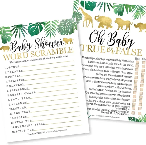 Vista 3 de 25 Safari Word Scramble para baby shower, 25 juegos verdaderos o falsos, 25 juegos de animales para bebés, 25 juegos de rimas para guardería, 4