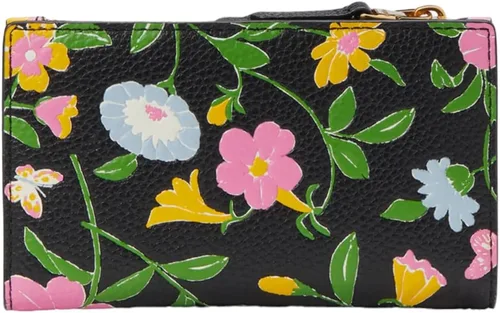 Vista 3 de Kate Spade New York Cartera plegable de cuero con relieve floral de ruleta, Negro -, Bifold