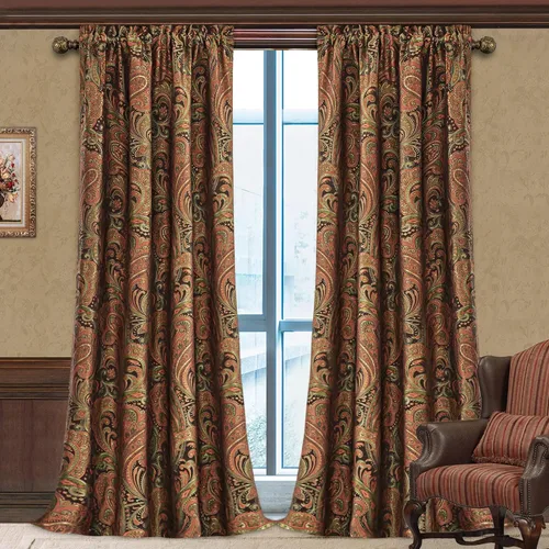Vista 40 de Loom and Mill - Cortinas de lujo de jacquard para dormitorio, cortinas de damasco beige de 2 paneles con alzapaños, elegante cortina de ventana