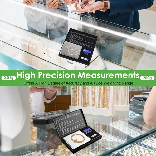 Vista 7 de Báscula digital de gramos, 7.05 oz x 0.00 oz, báscula de bolsillo con pantalla LCD, báscula de cocina portátil para alimentos, joyas, oro, plata