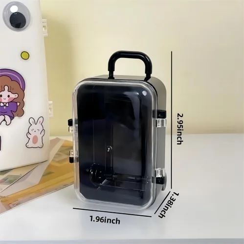 Vista 5 de Mini maleta de viaje de plástico, 4 unidades, diseño de orejas de gato, para niñas