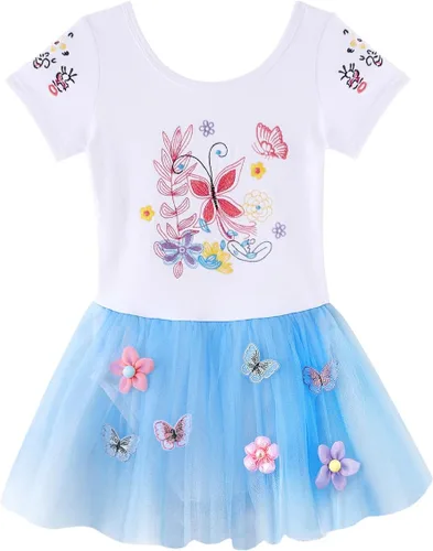 Vista 3 de EQSJIU Leotardos de ballet de unicornio con tutú para niñas pequeñas, vestido de falda de tul de algodón para bailar