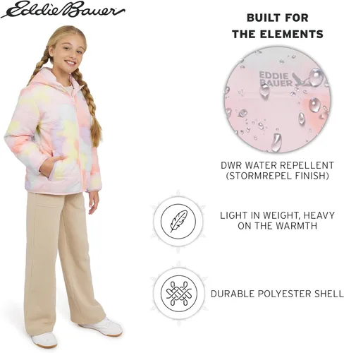 Vista 4 de Eddie Bauer Deer Harbor - Chaqueta acolchada reversible con forro de piel sintética para niñas Rubor