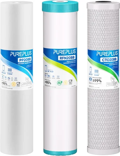 Vista 17 de PUREPLUS Kit de cartuchos de filtro de agua para toda la casa de 5 micras, 50.8 cm x 11.43 cm, con filtro de sedimentos y filtro de bloque de carbón