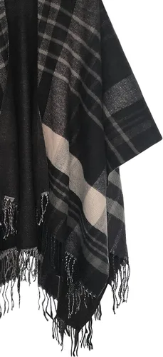 Vista 9 de Urban CoCo Poncho vintage de invierno para mujer, capa con borlas, chal envolvente