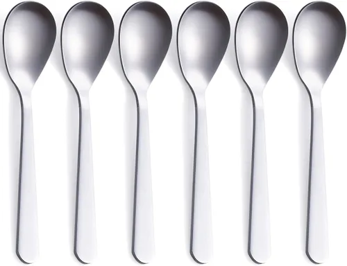 Vista 8 de Cucharas de café expreso Demitasse negro mate, acabado satinado de acero inoxidable, mini cucharaditas, cucharas de azúcar, 4.7 pulgadas, juego de 6