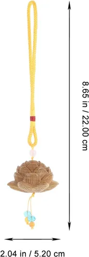 Vista 5 de ULTNICE Colgante colgante de madera de loto para automóvil, 8.66 pulgadas, flor de loto, llavero para bolsa de coche, adorno decorativo