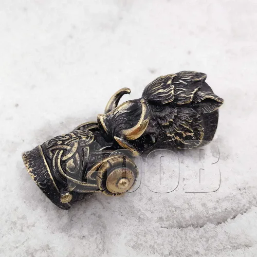 Vista 3 de EDC Paracord Bracelet Buckle Shackle Clasp Lock Bead Wild Boar Hunting - Unique Fully Hand-Casted Solid Bronze Buckles Locks Shackles for Paracord