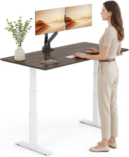 Vista 45 de FLEXISPOT E8 Premium North American - Escritorio de pie de nogal negro