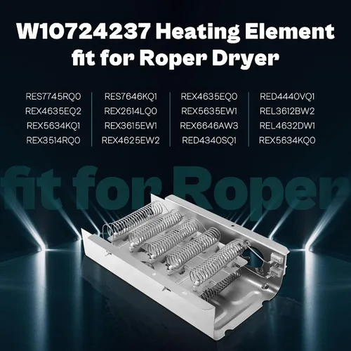 Vista 5 de Elemento calefactor compatible con secadora Roper Whirlpool RED4516FW0-279838 W10724237 2406028 Elemento calefactor compatible con secadora Roper