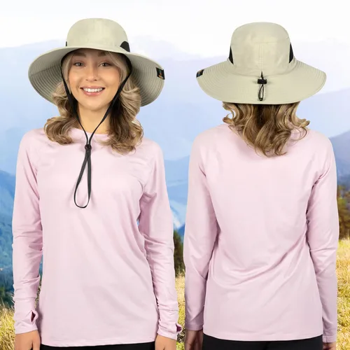 Vista 5 de SUN CUBE Sombrero de ala ancha para hombres y mujeres, sombreros de pesca, protección solar UV, sombrero de pescador, sombrero de pescador