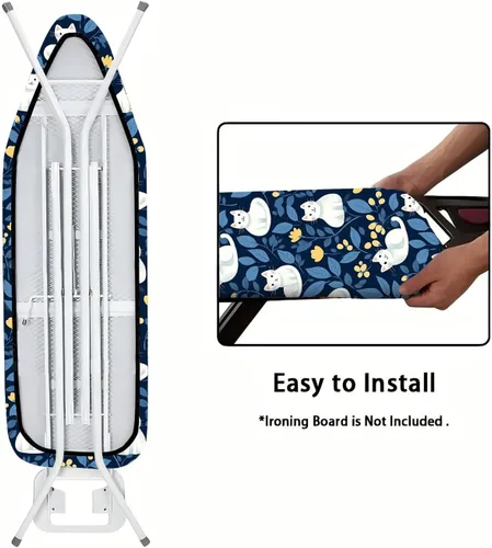 Vista 5 de Funda para tabla de planchar de 15 x 54 pulgadas, resistente al calor, borde elástico resistente, superficie antideslizante, múltiples patrones