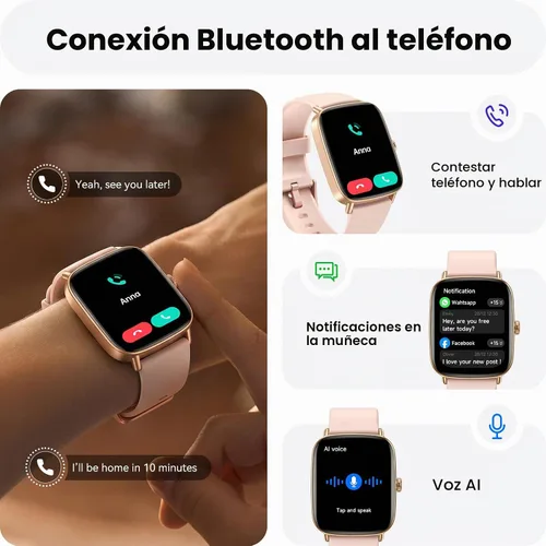 Vista 9 de ENOMIR Reloj inteligente para mujer, monitoreo de la salud del teléfono con Rosa