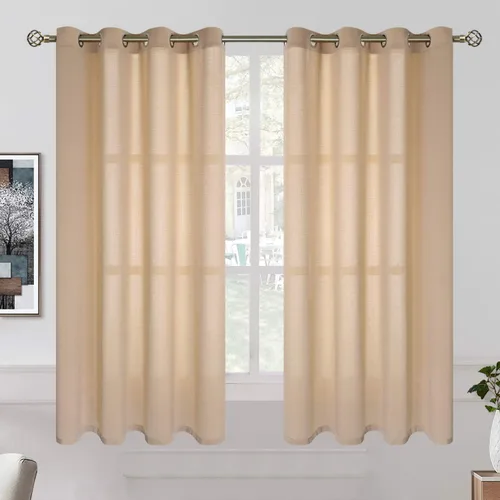 Vista 36 de BGment Cortinas cortas de lino transparente de 40 pulgadas para cafetería, con ojales, filtrado de luz, semitransparentes para ventanas pequeñas