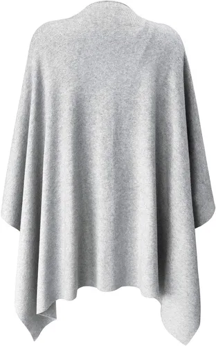 Vista 5 de PULI Suéter tipo poncho para mujer con frente cruzado grande y elegante capa de punto para otoño e invierno