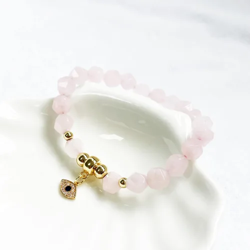 Vista 5 de Shrandi Pulsera de cristal curativo de piedra natural, pulseras de cuentas de piedras preciosas facetadas con dijes, joyería espiritual para aliviar