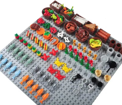Vista 2 de 180 piezas de bloques de construcción de alimentos, accesorios de cocina, juego de ladrillos de construcción, juego de construcción de bricolaje