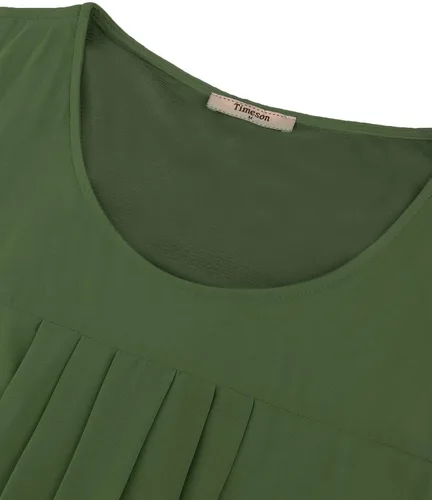 Vista 4 de Timeson - Camiseta de gasa sin mangas, blusa tipo túnica informal de doble capa para mujer