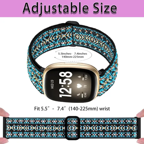 Vista 4 de Bandas elásticas compatibles con Fitbit Versa 4 bandas para mujeres – Sense 2 bandas para hombres – Versa 3 bandas para mujer – Banda Sense